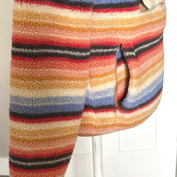 Billabong Switchback Womens Fleece Top Size Small Striped Multicolor Pockets EUC - Picture 11 of 16